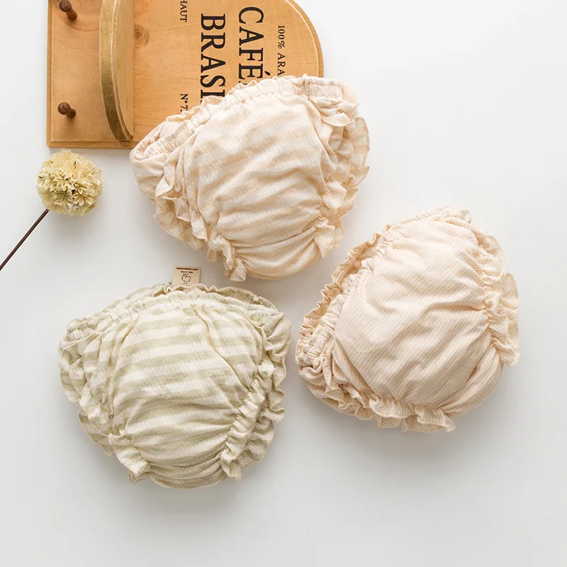 

Детские трусики, модные однотонные кружевные хлопковые трусики для девочек, детские подгузники, Повседневные детские трусики