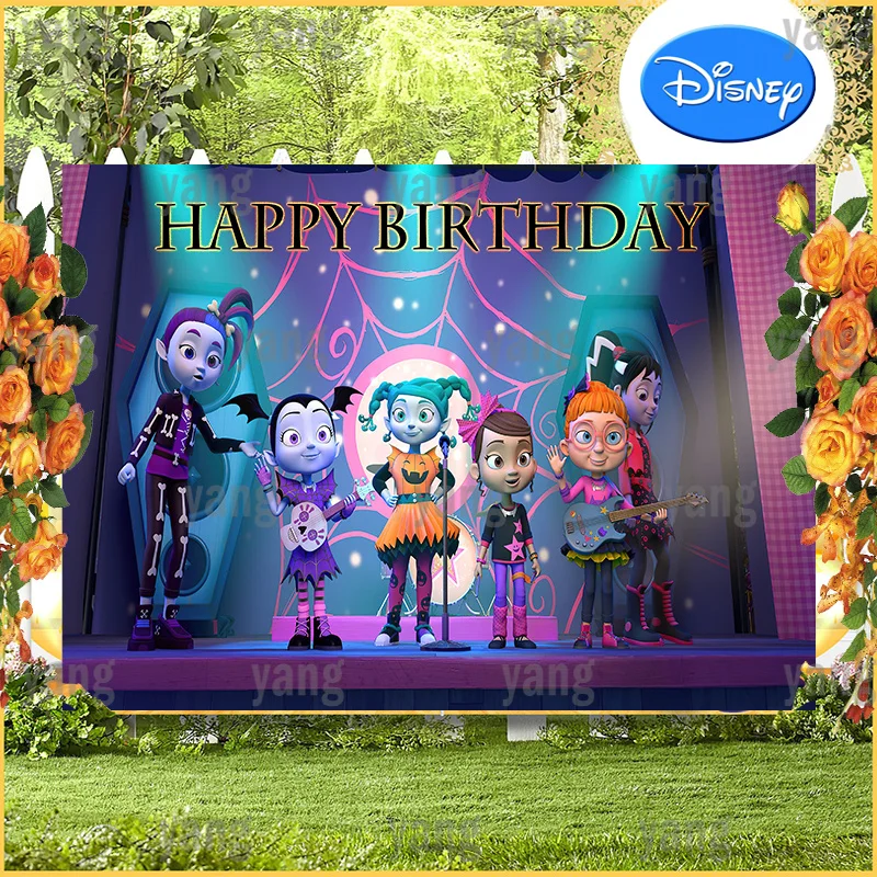 Custom Magic Party Backdrops Disney Junior Vampirina Stage Superstar Stage Superstar Happy Birthday Photography Backgrounds