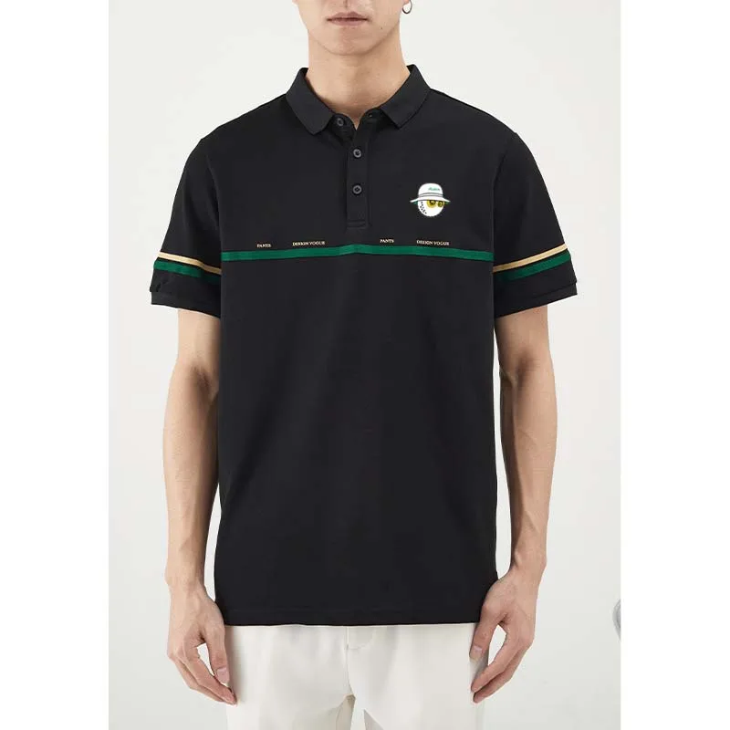 2023 Men's Malbon Golf Clothing Design Line Summer Shirt Solid Color Short Sleeve Casual Polo Business Sports