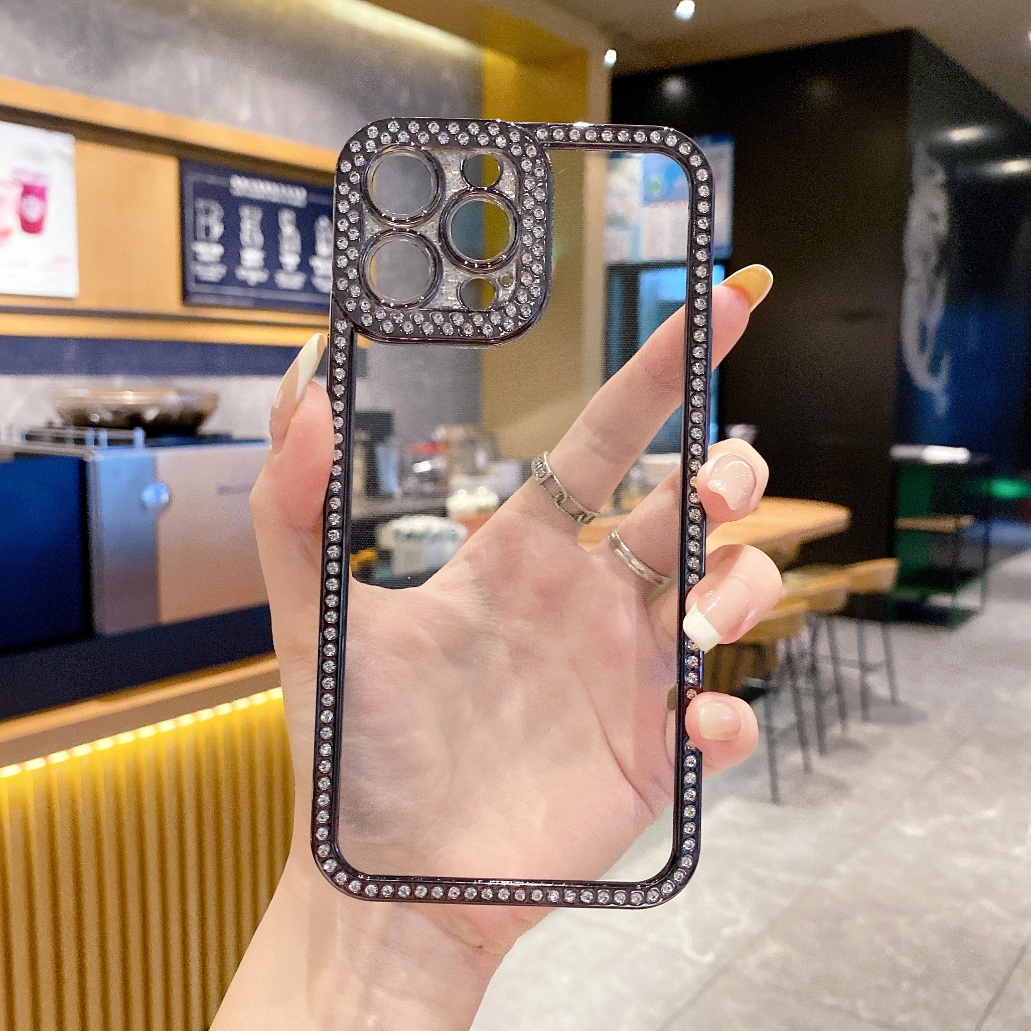 Роскошный Алмазный Прозрачный чехол для телефона iPhone 15 14 13 12 11 Pro Max