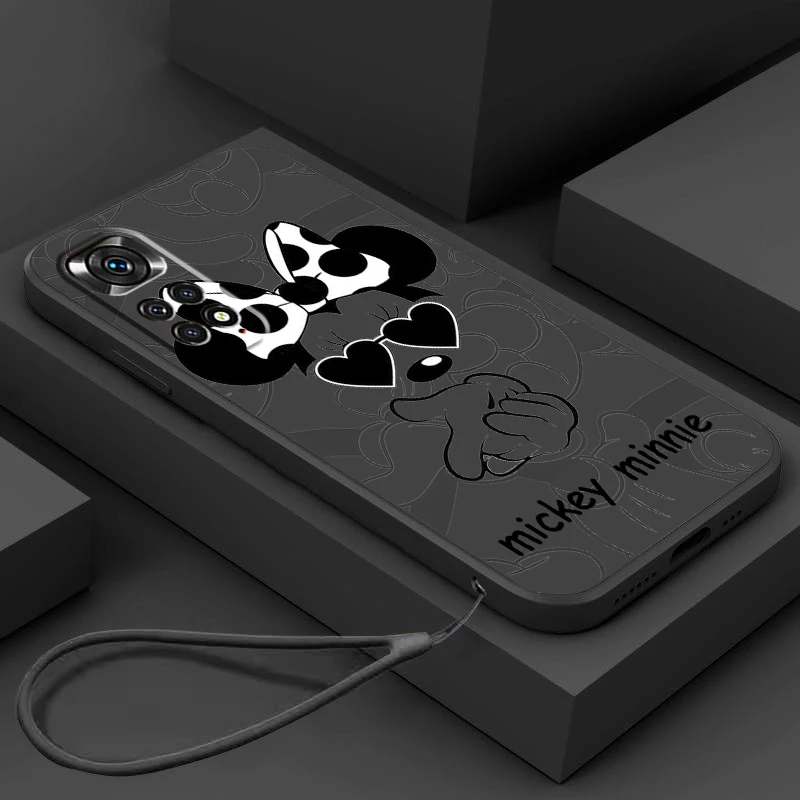 

Cute Disney Mickey Mouse Phone Case For Redmi Note 12 11T 11S 11E 10S 10T 10 9T Pro Plus Liquid Rope Funda Cover