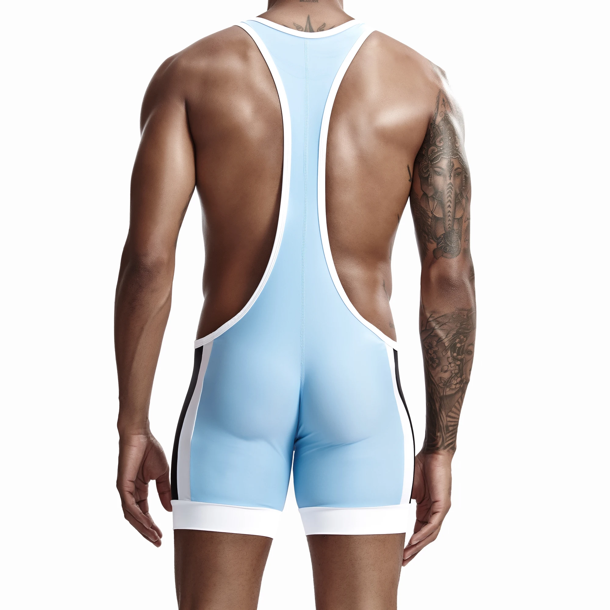 YUFEIDA Men's Fitness Undershirts Underwear Seamless Workout Bodysuits Wrestling Singlets Shirts One-piece Bodywear Jumpsuit 2XL