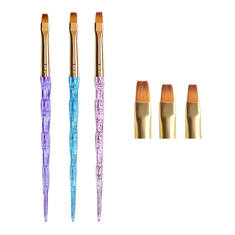 

Sdotter 3Pcs/set Acrylic French Stripe Nail Art Liner Brush 3D Tips Manicuring Ultra-thin Line Drawing Pen UV Gel Brushes Painti