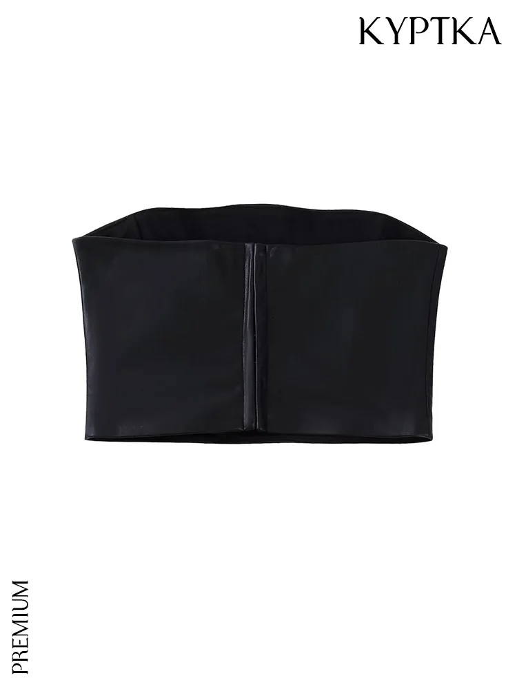 

Женский укороченный бюстье из искусственной кожи, без бретелек