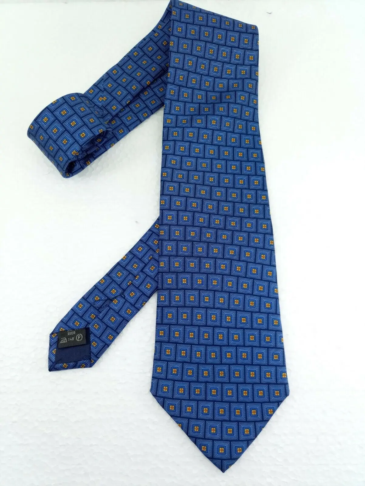 Cravatta blu e gold geometric Enrico Coveri mushroom long business/marriage | Ties