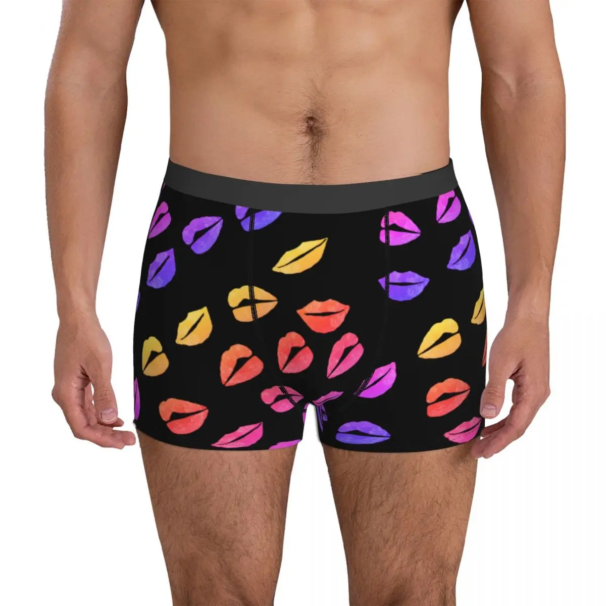 

Colorful Lips Underwear Pop Art Print Print Boxershorts High Quality Man Underpants Sexy Boxer Brief Gift Idea