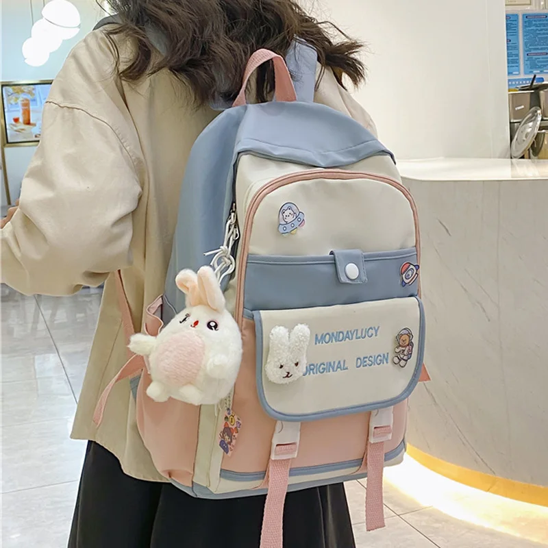 

Women Backpack Large Cute Female Multi-pocket Travel Bagpack Student Schoolbag for Teenage Girl Book Knapsack New Mochila 2022