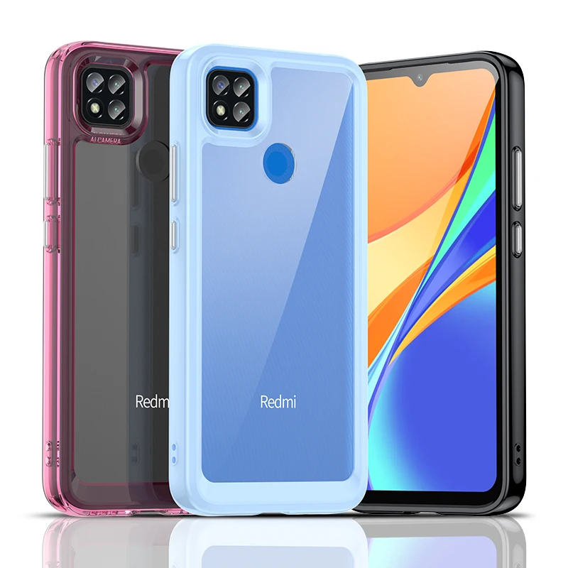 

Shockproof Case For Xiaomi Redmi 10A Cover Silicone Frame + Acrylic Back + Independent Button Coque Cases For Redmi 10A Funda