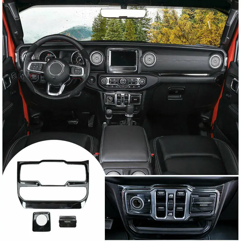 

Black Titanium Middle Console Panel Cover Trim 3pcs For Jeep Wrangler JL 18-2020