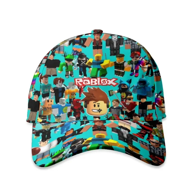 Фото Новая игровая кепка Roblox, бейсболка, холщовая кепка с принтом, шляпа от солнца, детская одежда с полной цветной печатью, товары первой необходимости. №1
