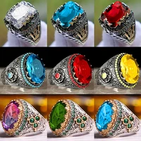 new inlaid crystal mens luxury ring personality retro big gemstone ring to attend the banquet party fashion jewelry