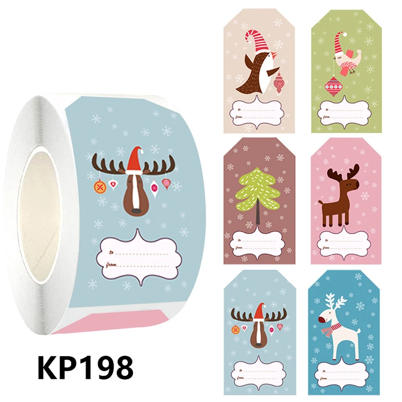 

250Pcs/Roll New Year Christmas Tree Elk Candy Bag Sealing Sticker Christmas Gift Box Label Sticker Decals Package Supplies