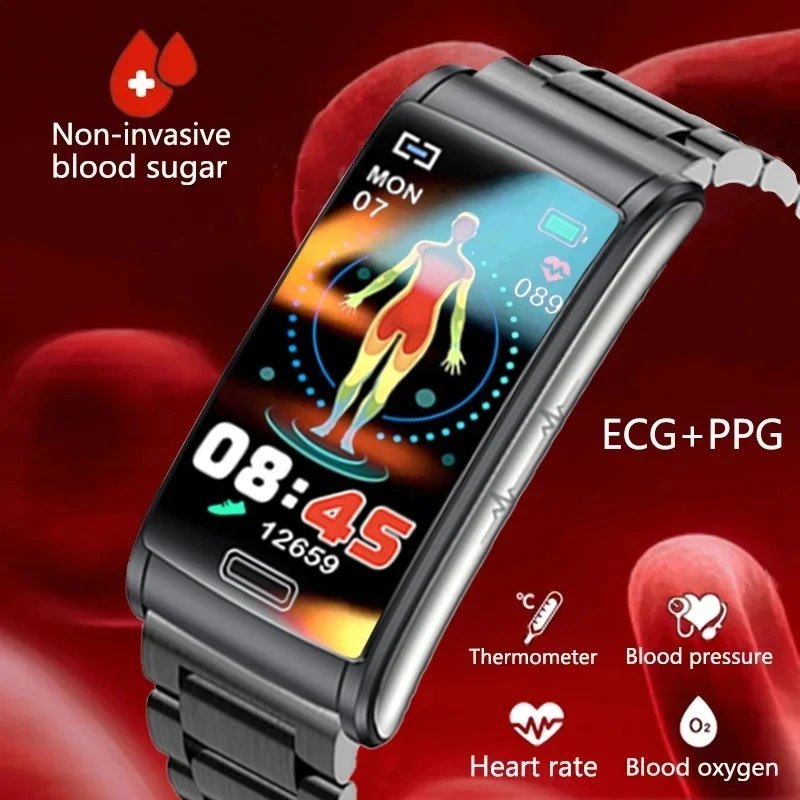 

2023New Non-Invasive Blood Glucose Smart Bracelet IP68 Water Proof Watch ECG+PTT Blood Pressure Heart Rate Health Smart Bracelet