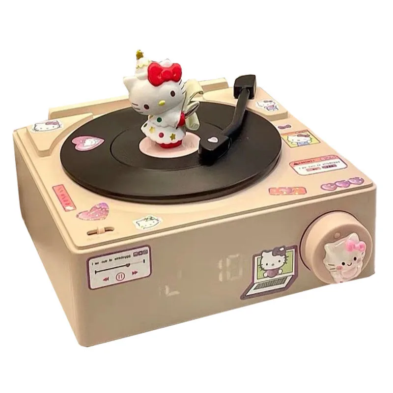 

Kawaii Sanrioed Anime Kittys My Melody Bluetooth Speaker Sturdy Retro Alarm Clock Record Player Stereo Christmas Birthday Gift