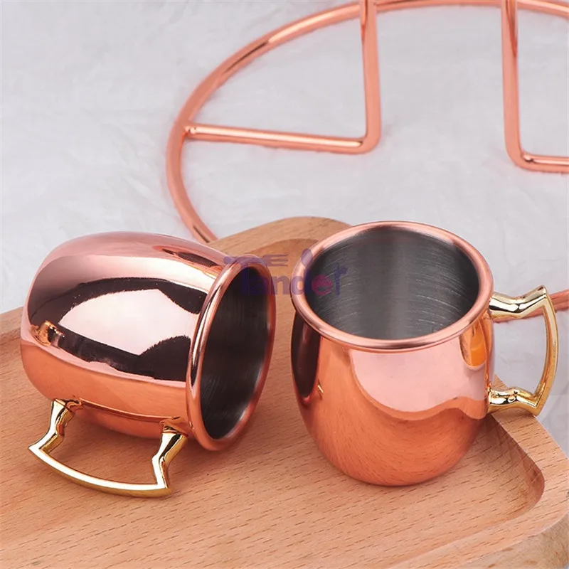

4pcs/set 60ml 2-Ounce Mini mug Stainless Steel Moscow Mule CUP Beer Wine Coffee Cup Bar Tool Espresso Copper Plated Metal Mugs