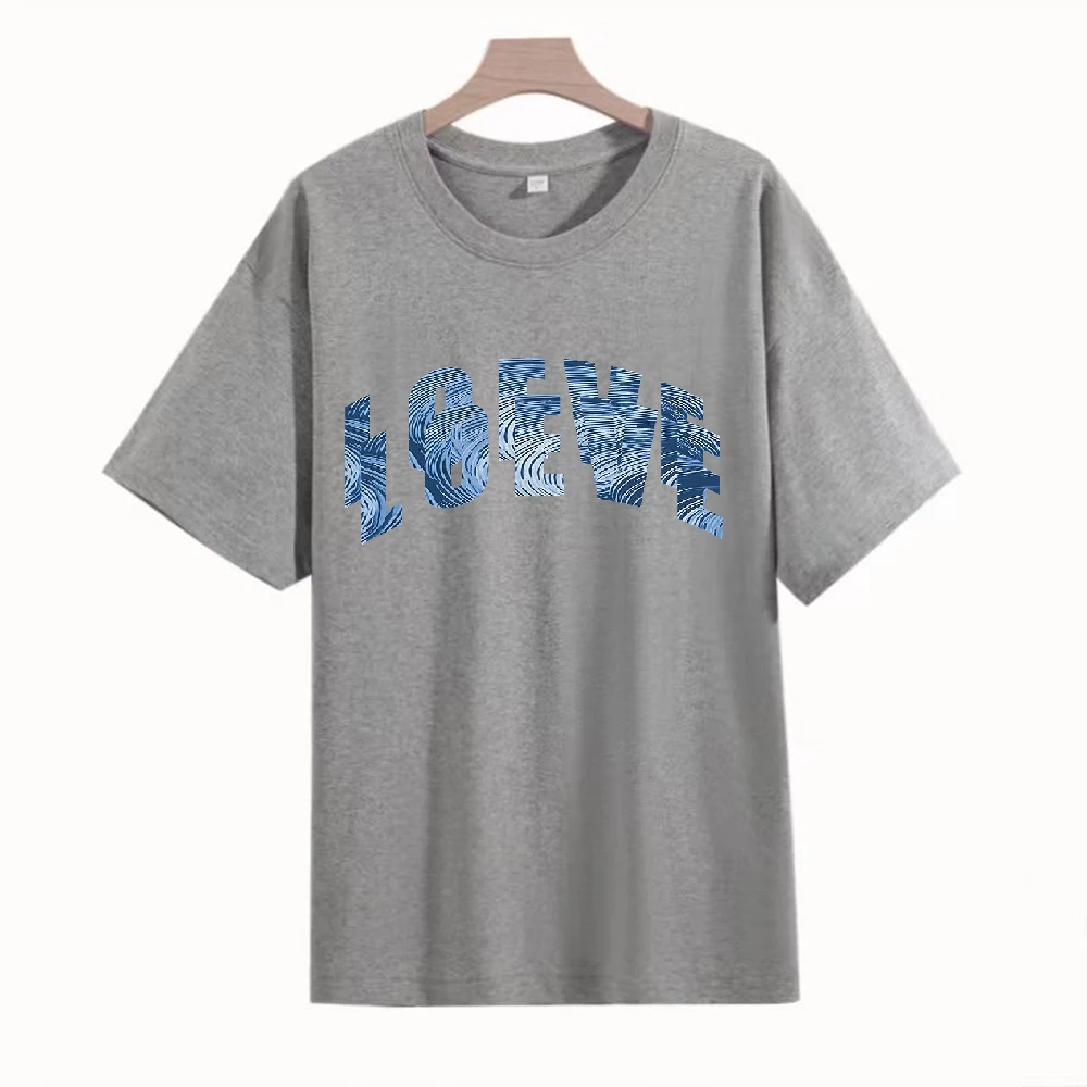 LOEVE Брендовая Хлопковая Футболка Унисекс С Круглым Вырезом И Принтом Модный