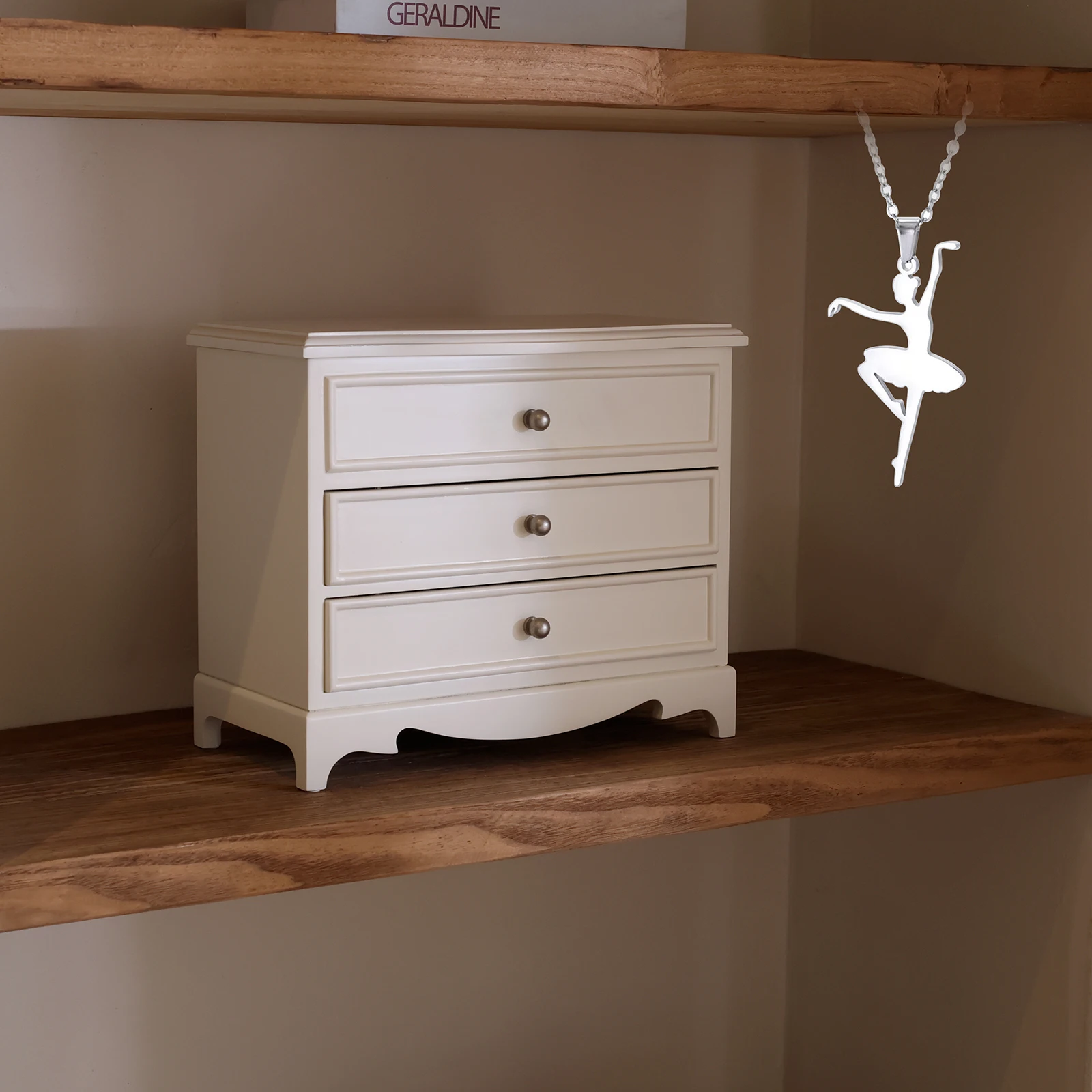 Подарочная белая музыкальная шкатулка Jozen с зеркалом и ожерельем для девочек