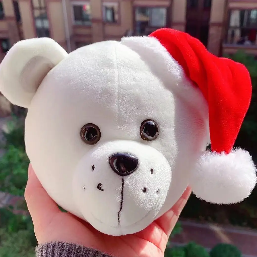 

Kawaii Рождественский белый медведь голова мягкие животные плюшевые игрушки милые мягкие куклы детские плюшевые игрушки Рождественские укра...
