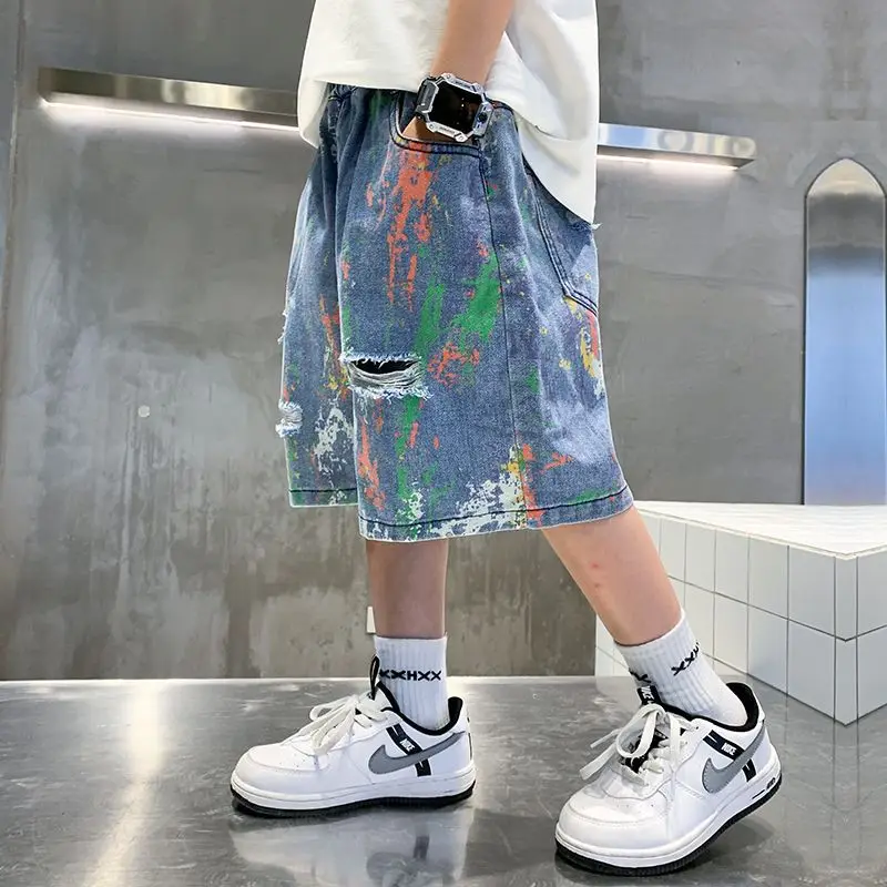 

Джинсовые шорты для мальчиков 4-14 лет, с принтом