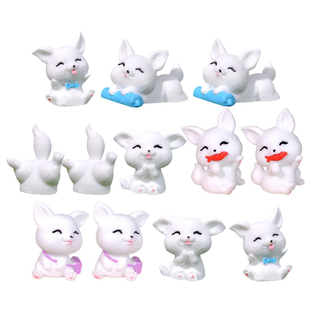 

12Pcs Resin Mini Fox Figurine Bonsai Fox Figurine Decoration Micro Landscape Fox Ornament