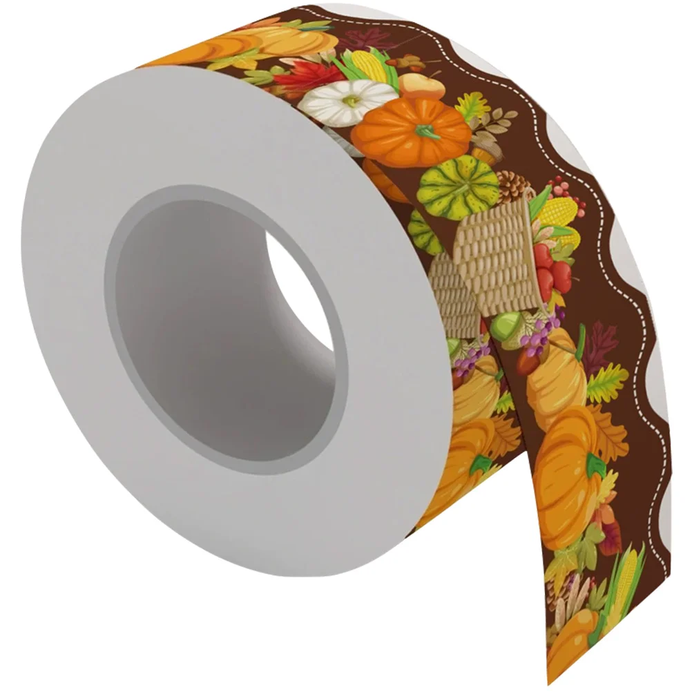 

1 Roll Autumn Pattern Bulletin Board Decor White Board Blackboard Frame Decor