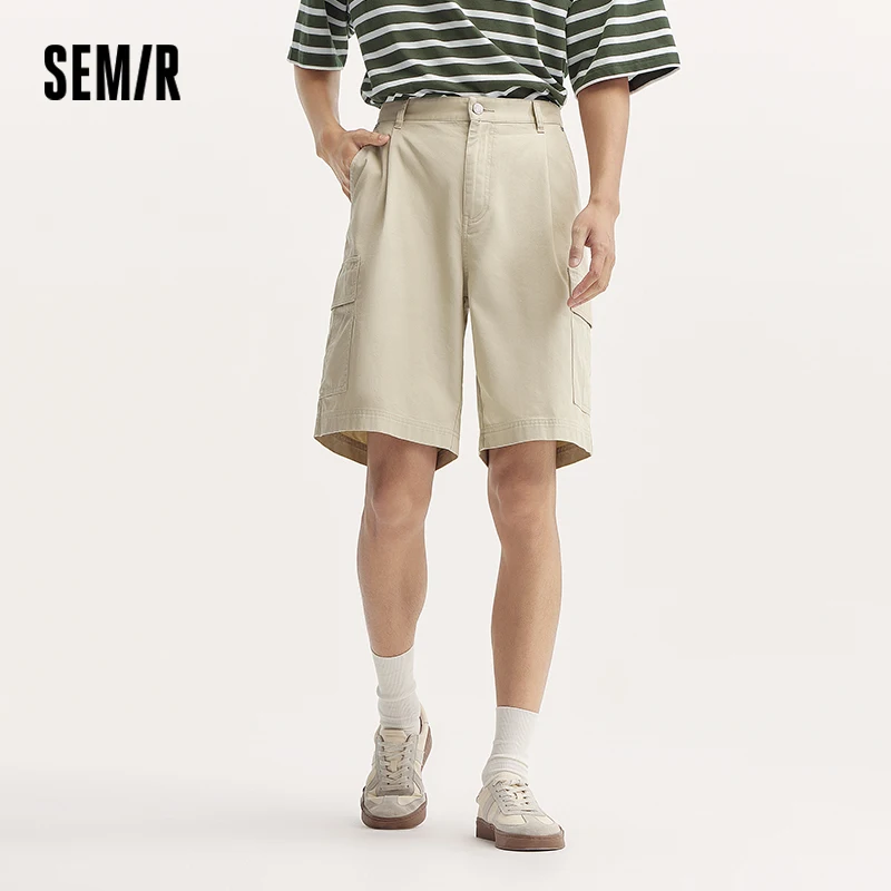 Фото Semir повседневные шорты средней длины, мужская рабочая одежда, свободные прямые шорты, новинка 2023 года, летние новые хлопковые модные универсальные шорты 5 дюймов №1
