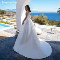 loveweiwei simple ivory satin bridal gown sweetheart princess wedding dress with appliques jacket brides dresses robes de mari%c3%a9e