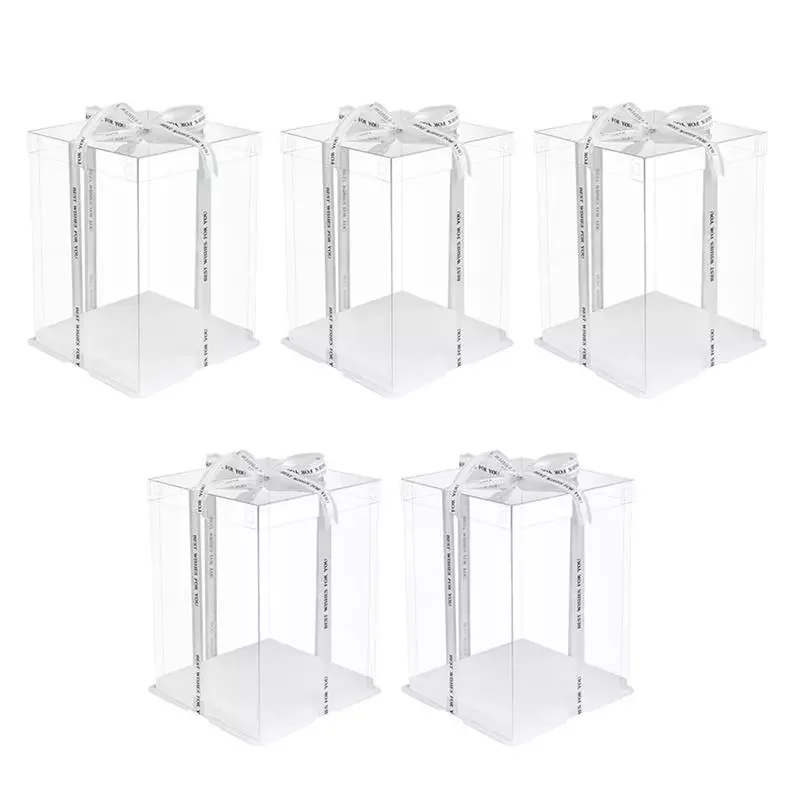 

5pcs Transparent Cake Box Kitchen Baking Tool Cake Packing Box Double Layer Cake Container