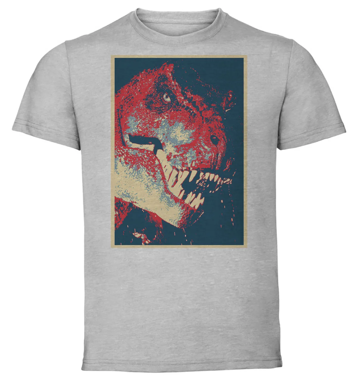 Футболка унисекс серая пропагандистская полностью Юрский парк тираннозавр рекс