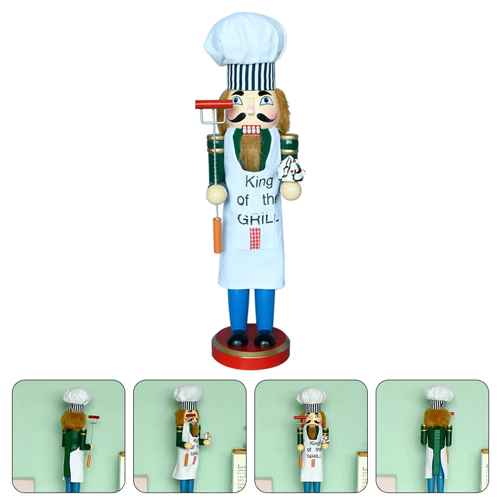 

Nutcracker Chef Wooden Figures Tabletop Figure Traditional Ornaments Wood Puppet Desktop Centerpiece Holiday Gift Gingerbread