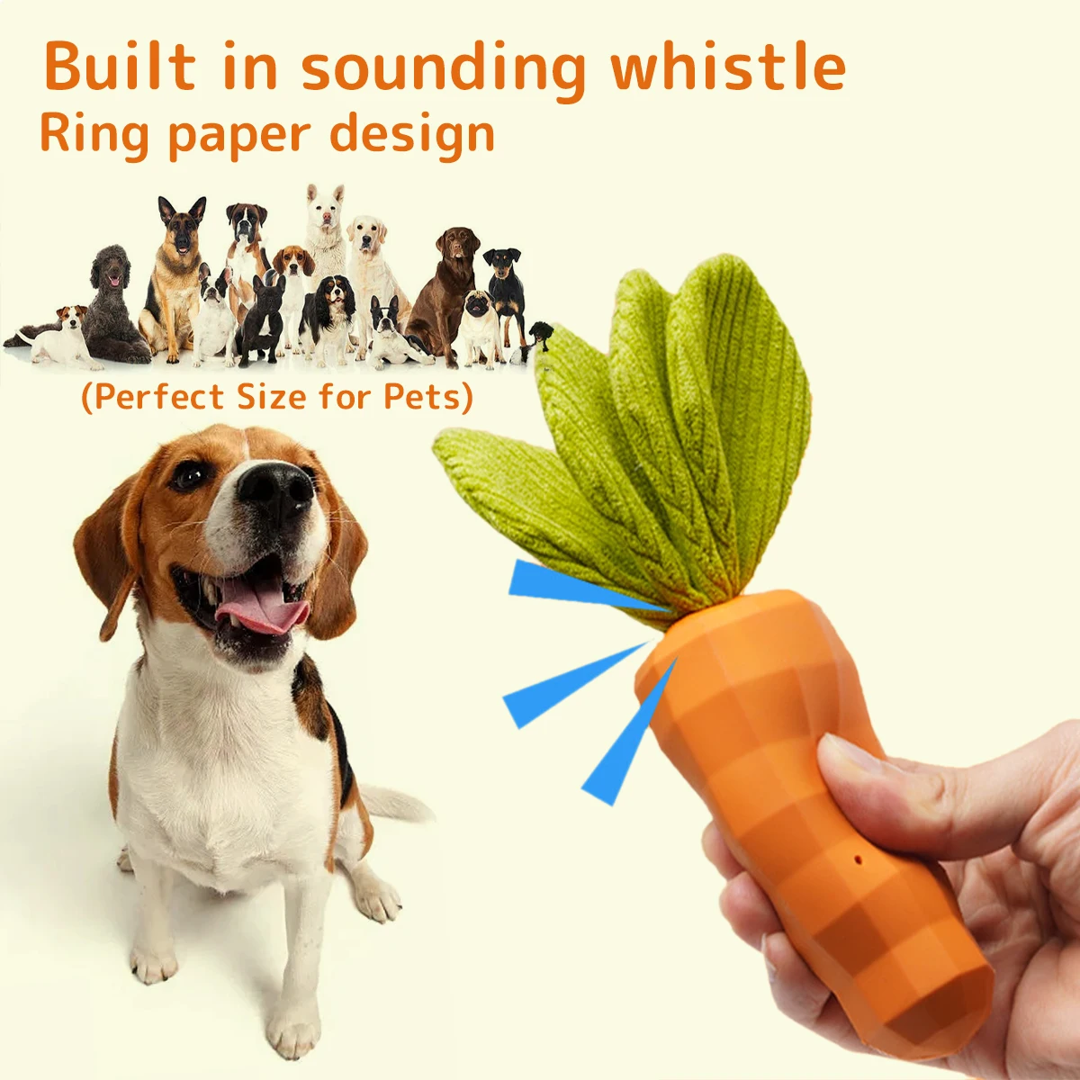 

Carrot Shape Dog Chew Toys Natural Rubber Milk-Flavored Pet Squeaky Toys For Aggressive Chewers Dog Teeth Cleaning