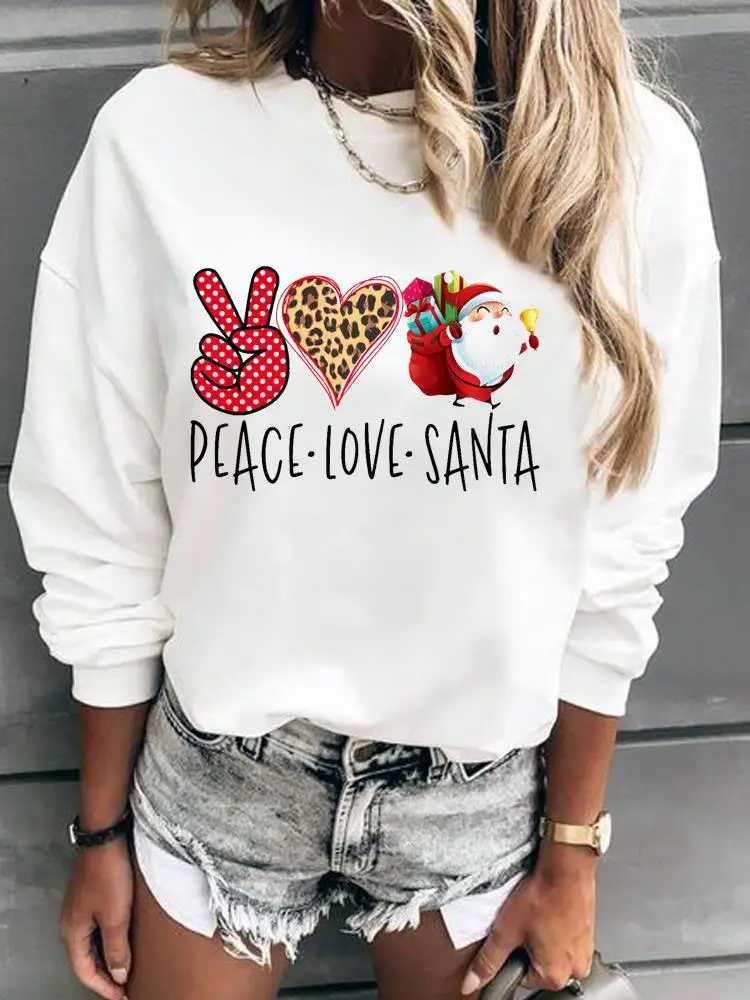 

Модные женские пуловеры с Санта-Клаусом и надписью «Love» на новый год, модные свитеры с графическим принтом и надписью «Merry Christmas», женская од...