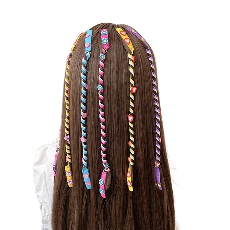 

6pc Braid Hair Color Rope Tie Hair Women Dirty Braid Hair Rope Hip Hop Gradient Hair Headband Headdress Children&