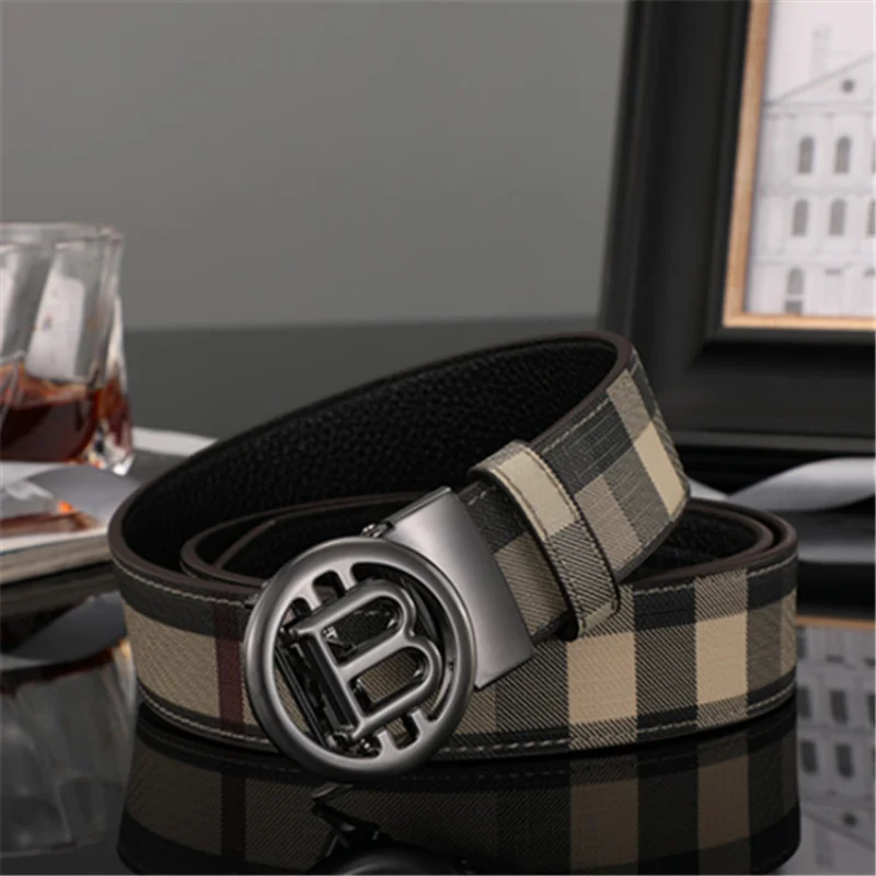 2023 High Quality Designers Mens belt Luxury Brand Famous Male Belts Automatic B Buckle  Leather Belts for Men width 3.4