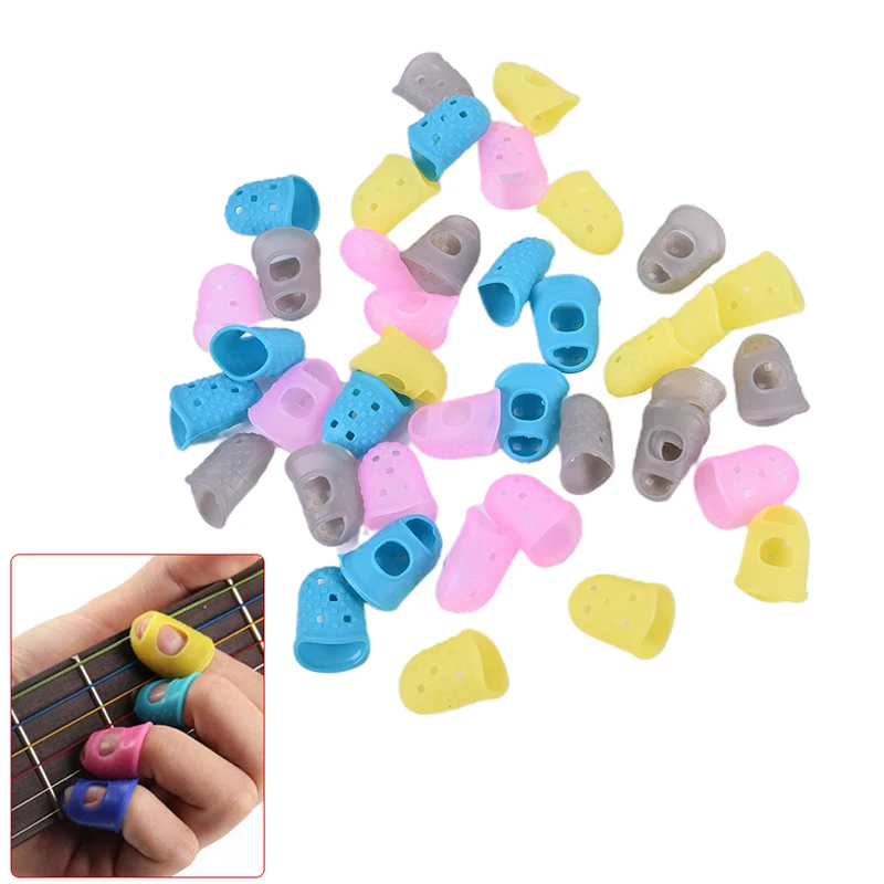 

10pcs 4 Colors Silicone Guitar Thumb Finger Picks Protector Plectrum Fingertip thimble Finger Guard safety protect caps