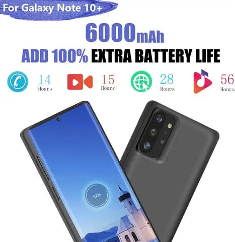 Умный чехол для зарядного устройства для Samsung Galaxy Note 10 Plus 5G, защитный чехол для зарядки, портативный аккумулятор, Capa Funda