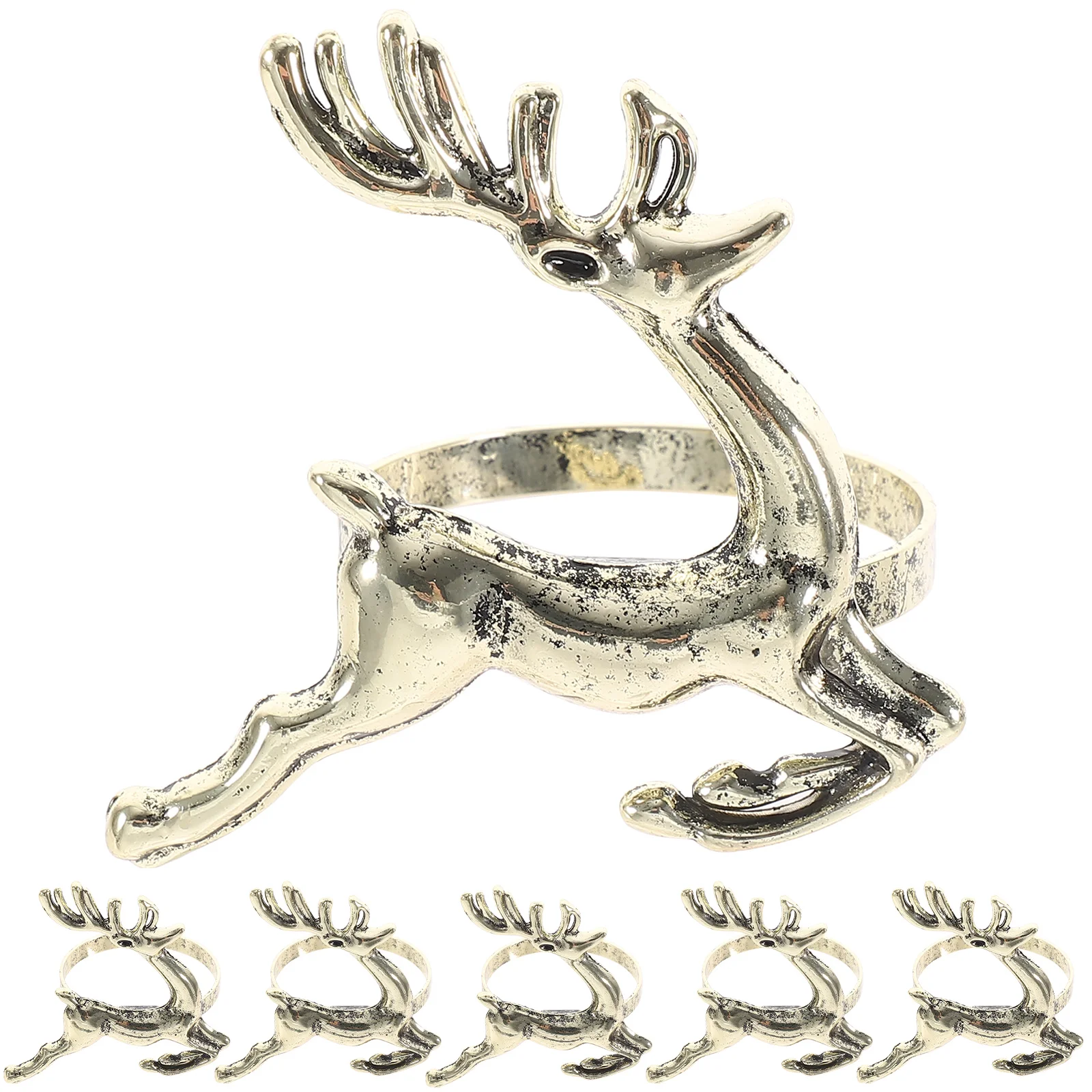 

6 Pcs Dining Table Decor Gift Christmas Napkin Circles Dinning Ring Ornaments Reindeer Holders Alloy Party Rings