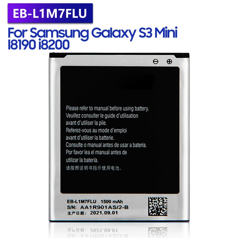 

Replacement Battery EB-L1M7FLU For Samsung Galaxy S3 Mini I8190 GT-i8200 i8200 S3Mini GT-I8190 I8190N Rechargeable 1500mAh