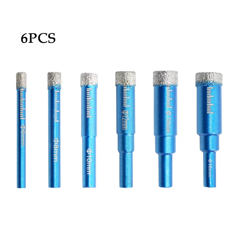 

6pcs DIY Round Shank Sturdy Durable Dry Diamond Drill Bit Stone Glass Brazed Porcelain Tile Hard Materials For Granite Marble