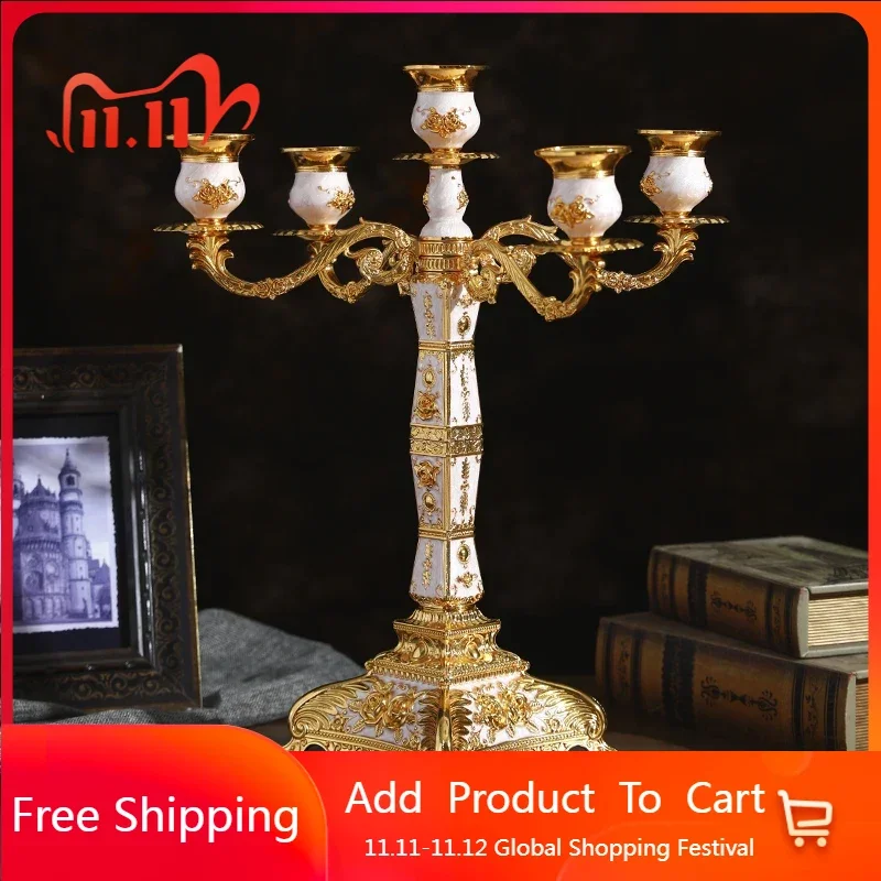 

Exquisite Vintage Candelabro Luxury Gothic Beautiful Chandelier Candlestick Wedding Decoracao Para Casa Home Decorations CY50CS