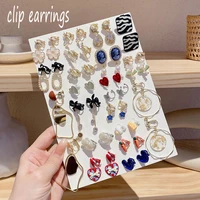 multiple style korean creative personality geometric clip on earrings for women without piercing girls cute ear clips wholesale