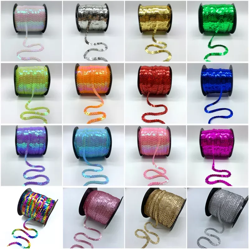 

6mm Colorful Loose Round Flat Sequins Laser Giltter Paillettes Sequins For Crafts Sewing Cloth Accessory Sequin Trim