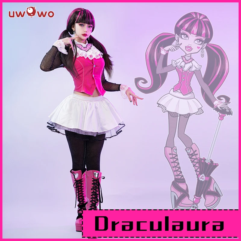 In Stock UWOWO Monster High: Draculaura Cosplay Costume Pink Suit Vampireee Anime Female Cosplay Costumes