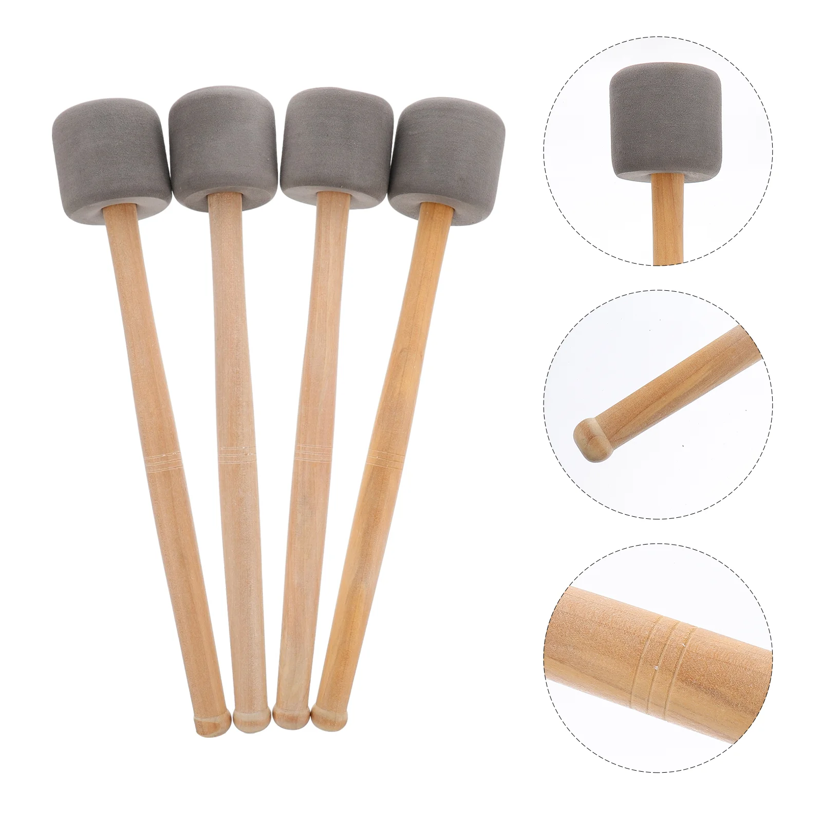

4pcs Drum Mallets Sticks Percussion Mallets with Head Wood Handle Drumstick