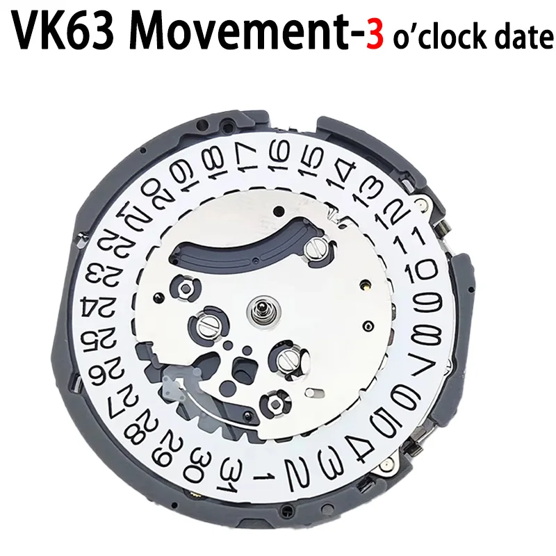 Фото Японский механизм vk63, кварцевый механизм, три стрелки, три глаза, дата, маленький хронограф, секундный механизм Vk63, 24 часа ﻿ №1