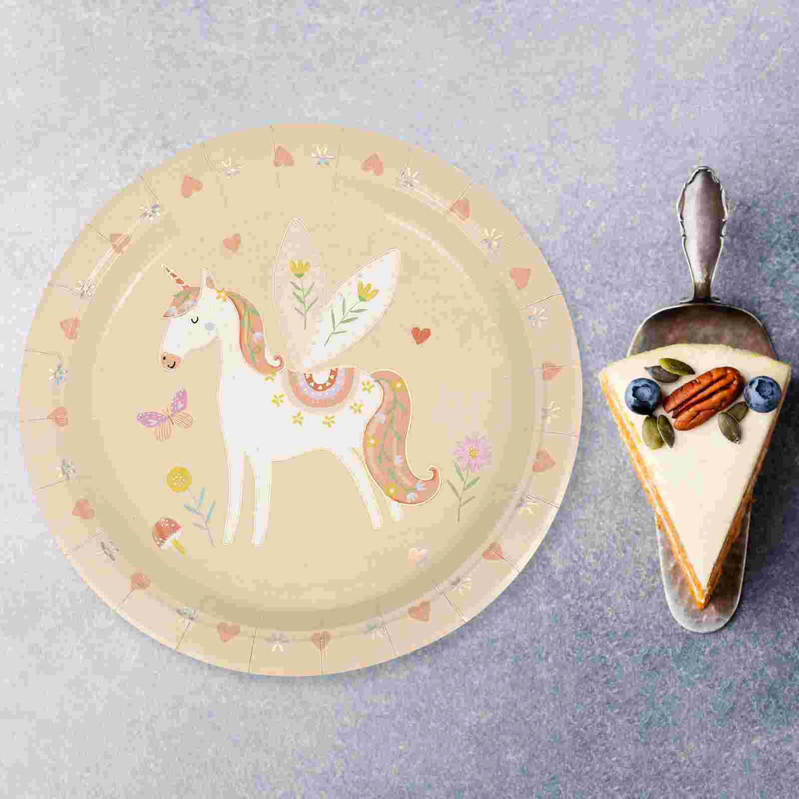 

20 Pcs Unicorns Pattern Paper Plates Food Serving Plates Party Disposable Plates