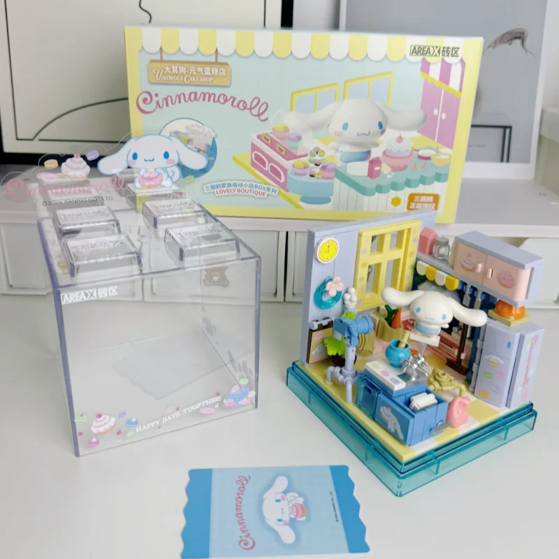 Фото Строительные блоки Senbao Area-X Sanrio Series: милые мини-магазинчики, модели Куроми, Хелло Китти, Синаморолл, игрушки для сборки, подарки №4