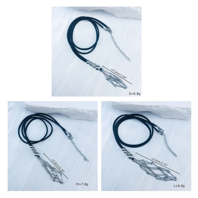 Сетчатое ожерелье с подвеской регулируемая кожаная веревка металлическое в виде