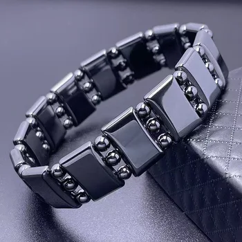 Unisex Black Stone Magnetic Therapy Bracelet 4