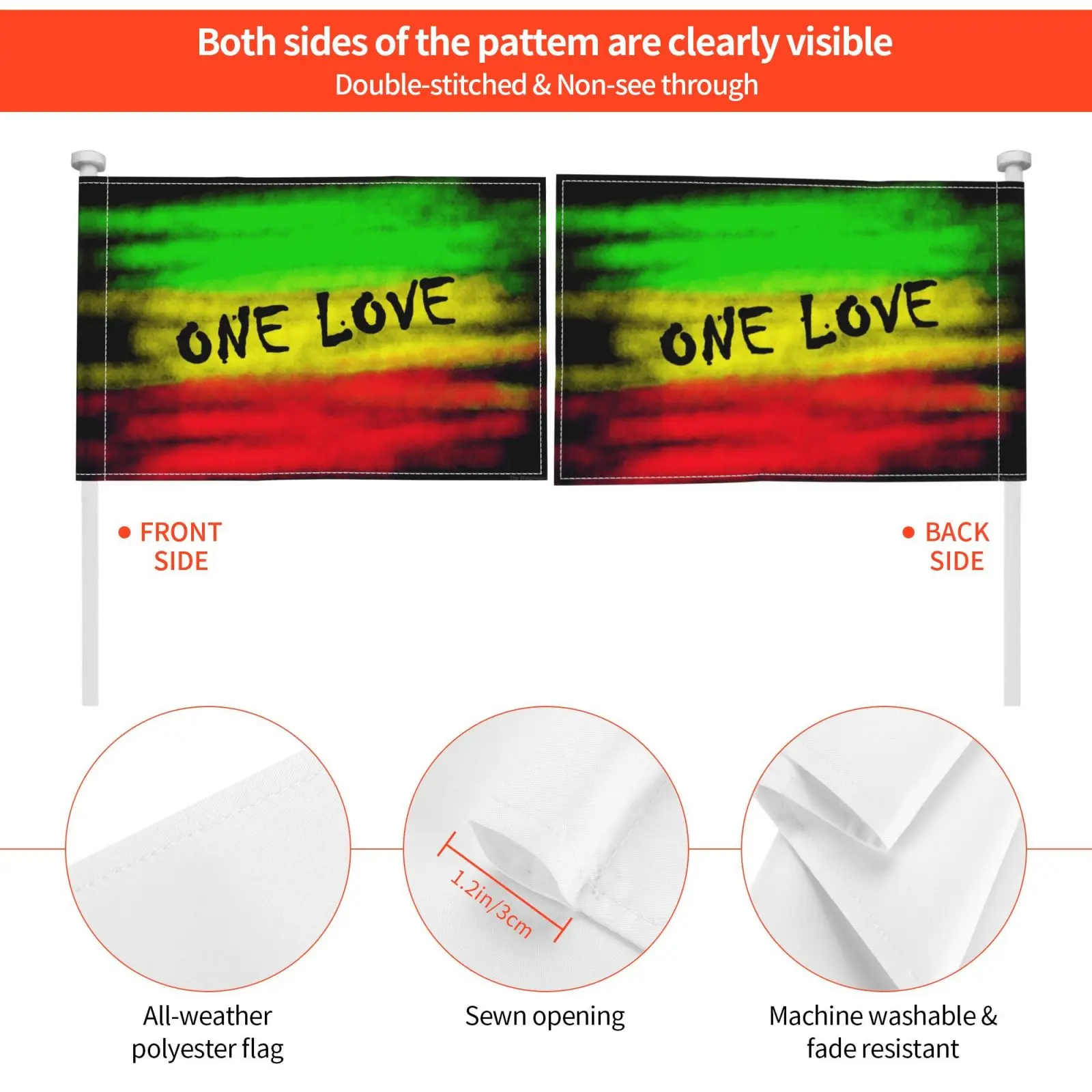 Флаг Автомобильный флаг One Love 1620 Peace Rasta Phish Hip Hop Regae новая популярная летняя музыка